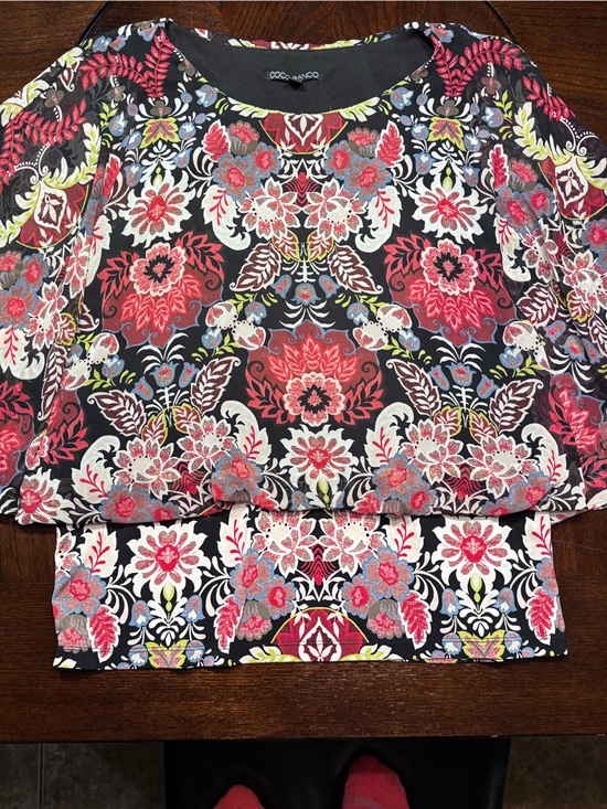Coco Bianco Tops - Coco Bianco Black Floral-Trim Tunic
